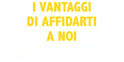 I VANTAGGI DI AFFIDARTI A NOI OFFRIREMO UNA SOLUZIONE A MISURA DELLE TUE ESIGENZE
